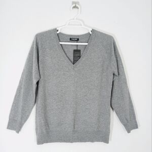 Kallspin Womens L Cashmere/Wool Blend Relaxed V-neck Knit Sweater‎ Preppy